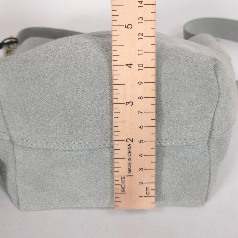 NEW Margot NEW YORK Kaye Mini Bucket LEATHER Suede Blue Crossbody‎ Bag MG3318-KU - Picture 4 of 14